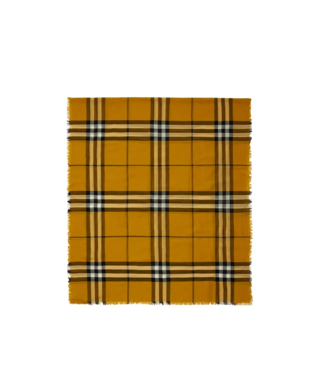 Burberry Checked Frayed-Edge Scarf