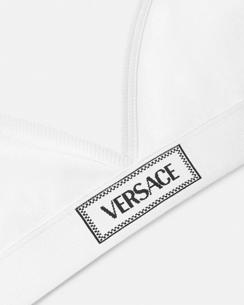 Versace Logo-Patch V-Neck Bra