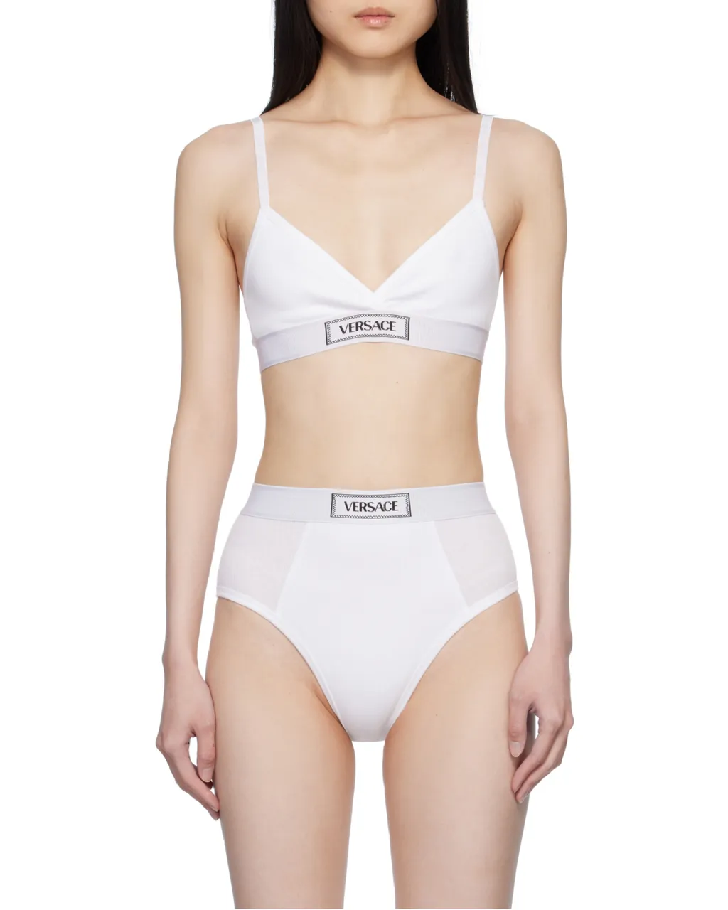 Versace Logo-Patch V-Neck Bra