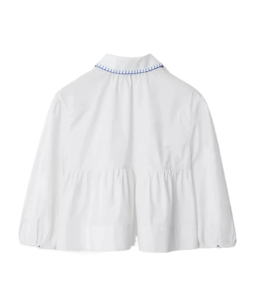 Burberry Kids Embroidered Collar Blouse