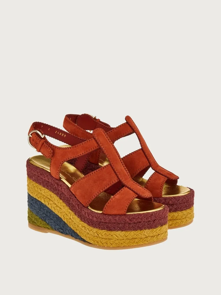 Salvatore Ferragamo Ankle Strap Wedge Espadrilles