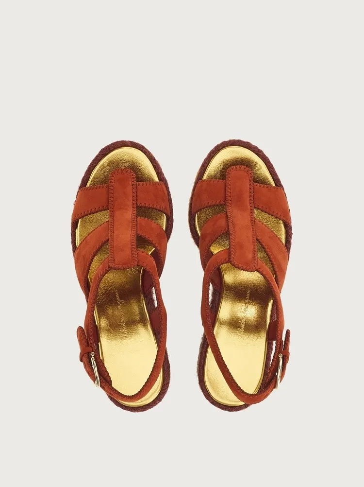Salvatore Ferragamo Ankle Strap Wedge Espadrilles