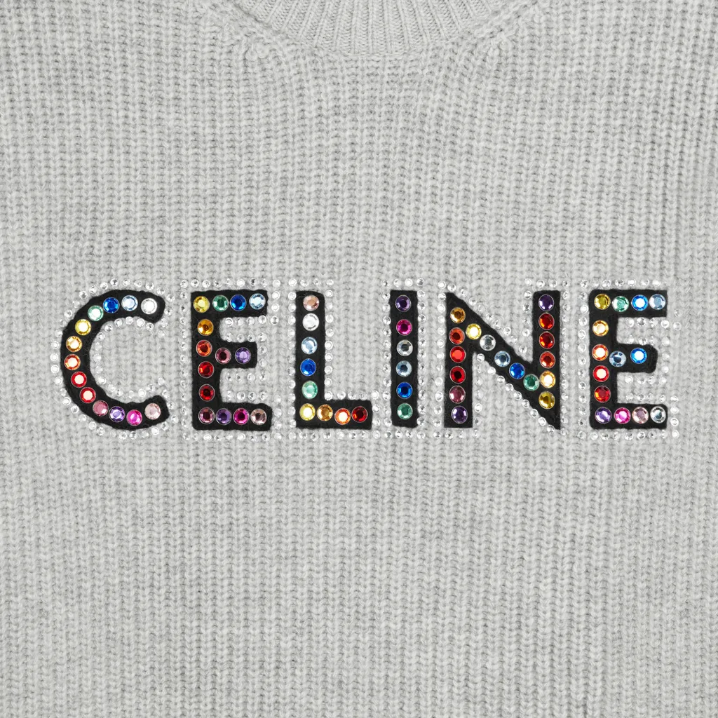 Celine Oversized Embroidered Sweater In Ribbed Wool