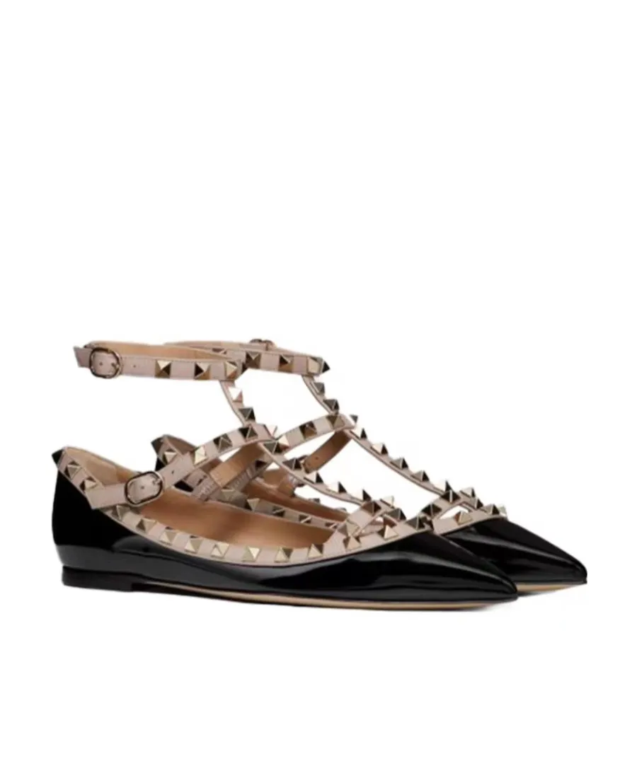 Valentino Garavani Rockstud Pointed Toe Ballerina Shoes