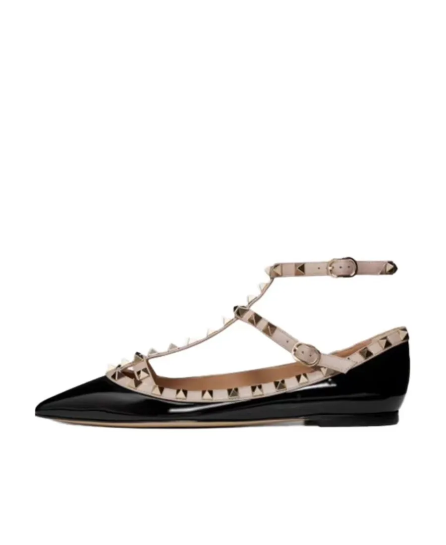 Valentino Garavani Rockstud Pointed Toe Ballerina Shoes