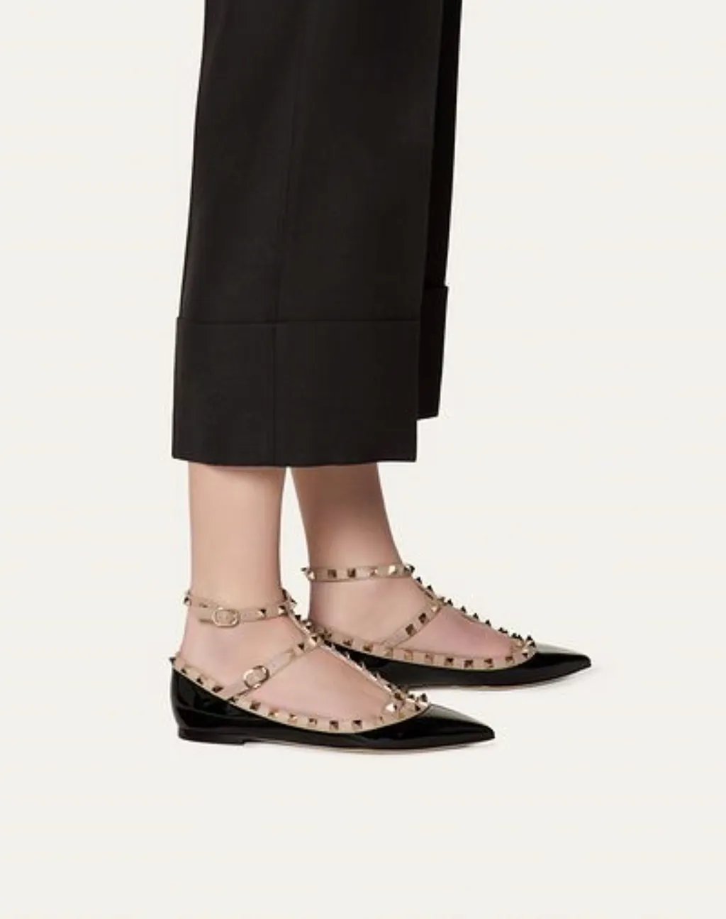 Valentino Garavani Rockstud Pointed Toe Ballerina Shoes