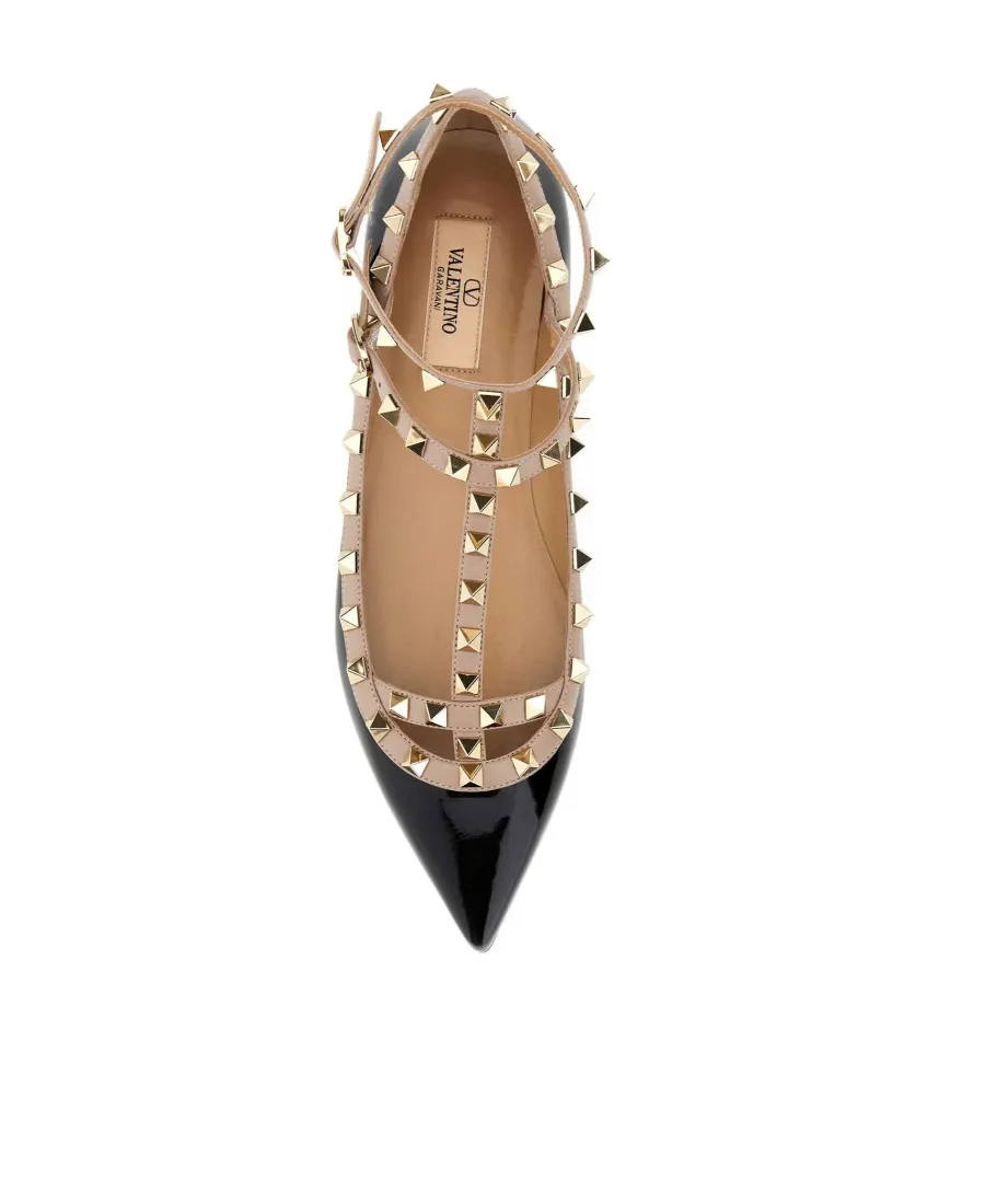 Valentino Garavani Rockstud Pointed Toe Ballerina Shoes
