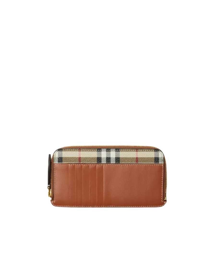 Burberry Checked All-Around Zip-Up Wallet