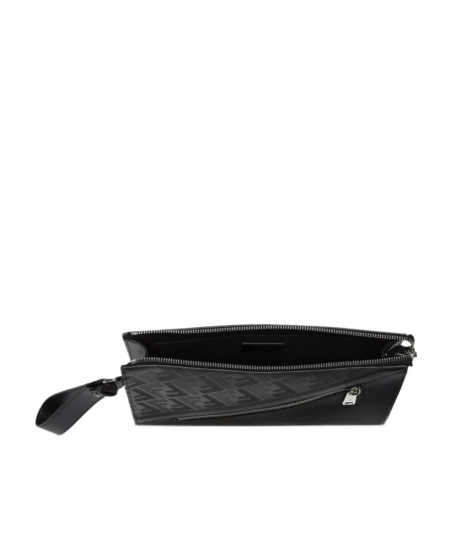 Fendi Shadow Diagonal Zipped Clutch Bag