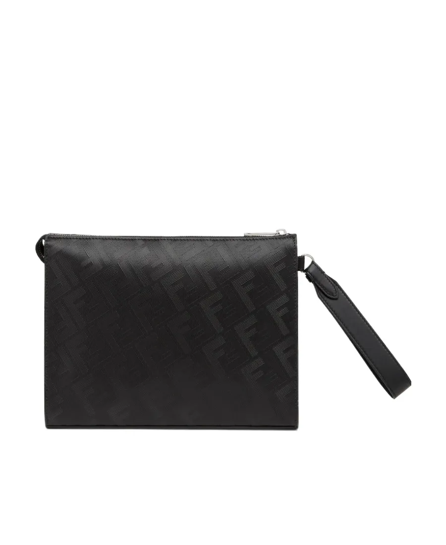 Fendi Shadow Diagonal Zipped Clutch Bag