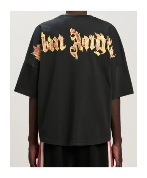 Palm Angels Burning Palm Printed Crewneck T-Shirt