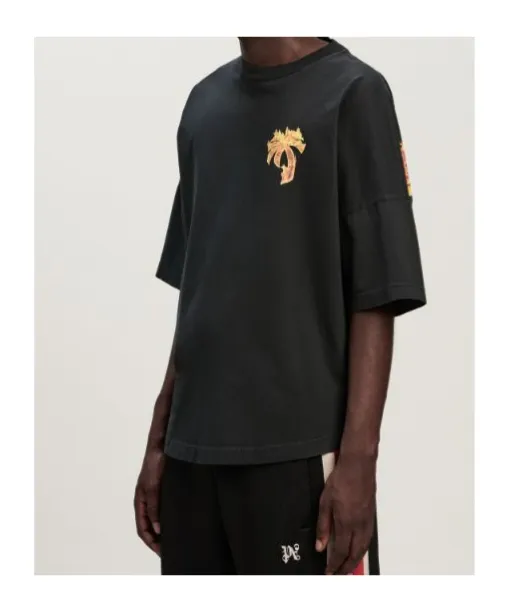 Palm Angels Burning Palm Printed Crewneck T-Shirt