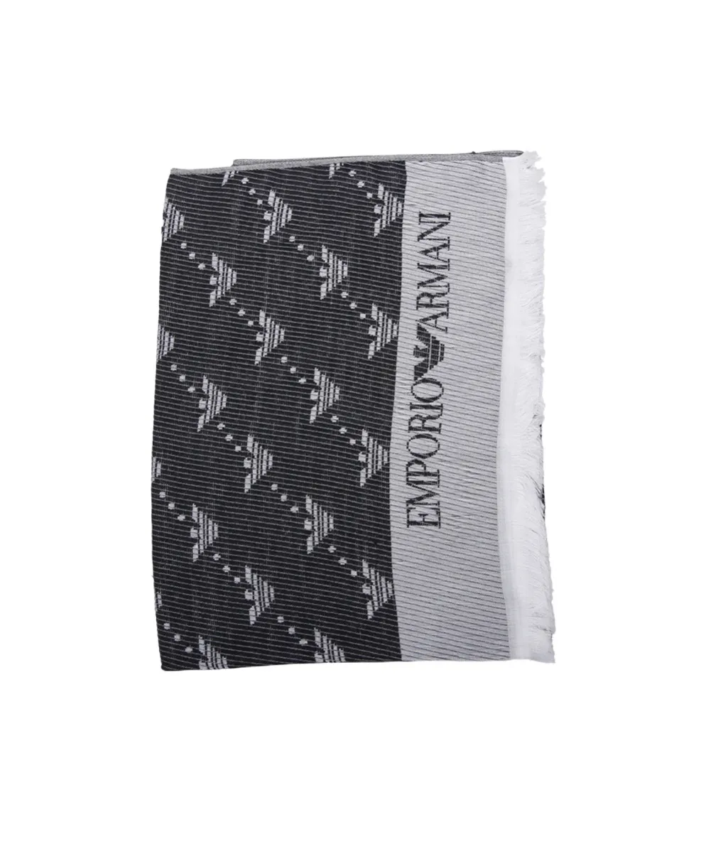 Emporio Armani Logo Jacquard Frayed Edge Scarf