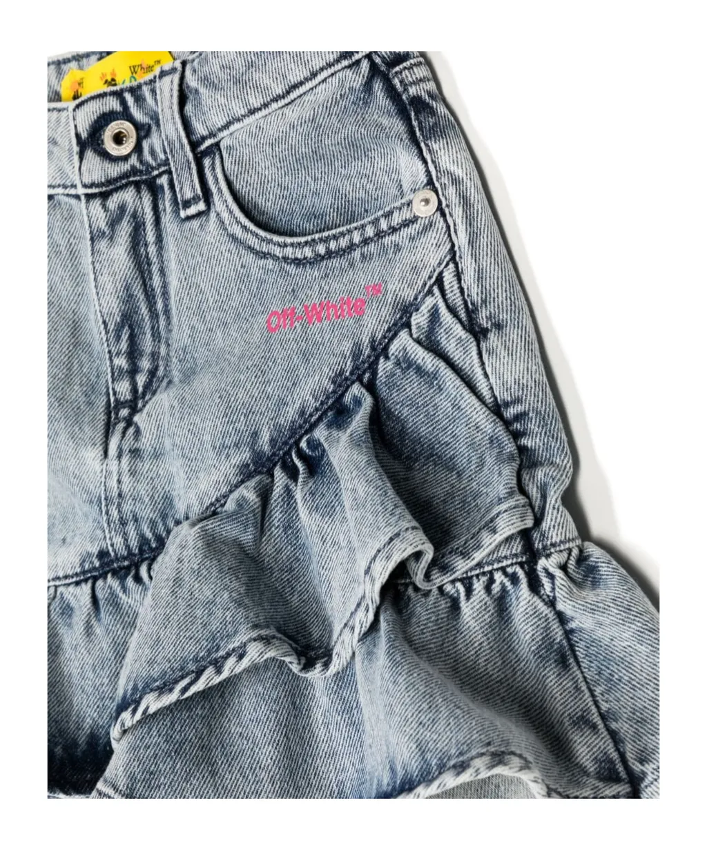 To Be Off Ruffled Denim Skirt