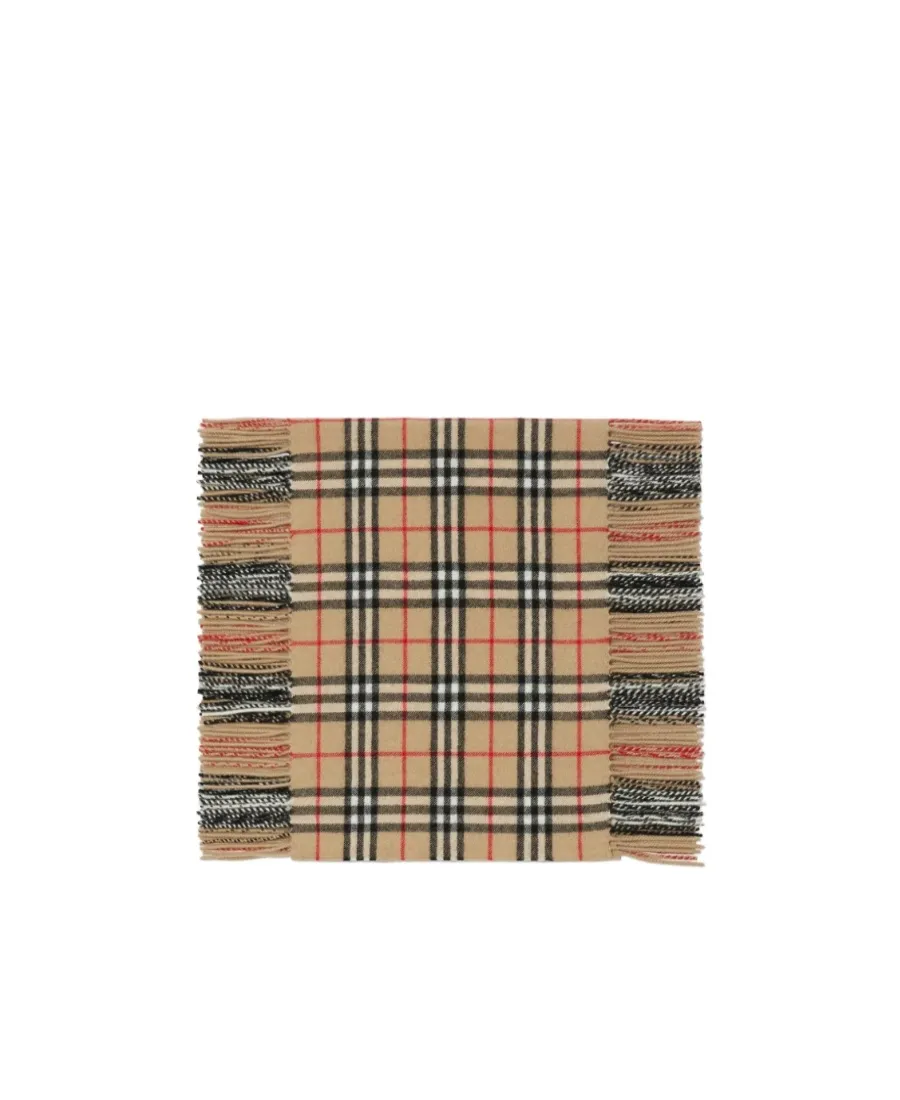 Burberry Checked Fringed-Edge Scarf