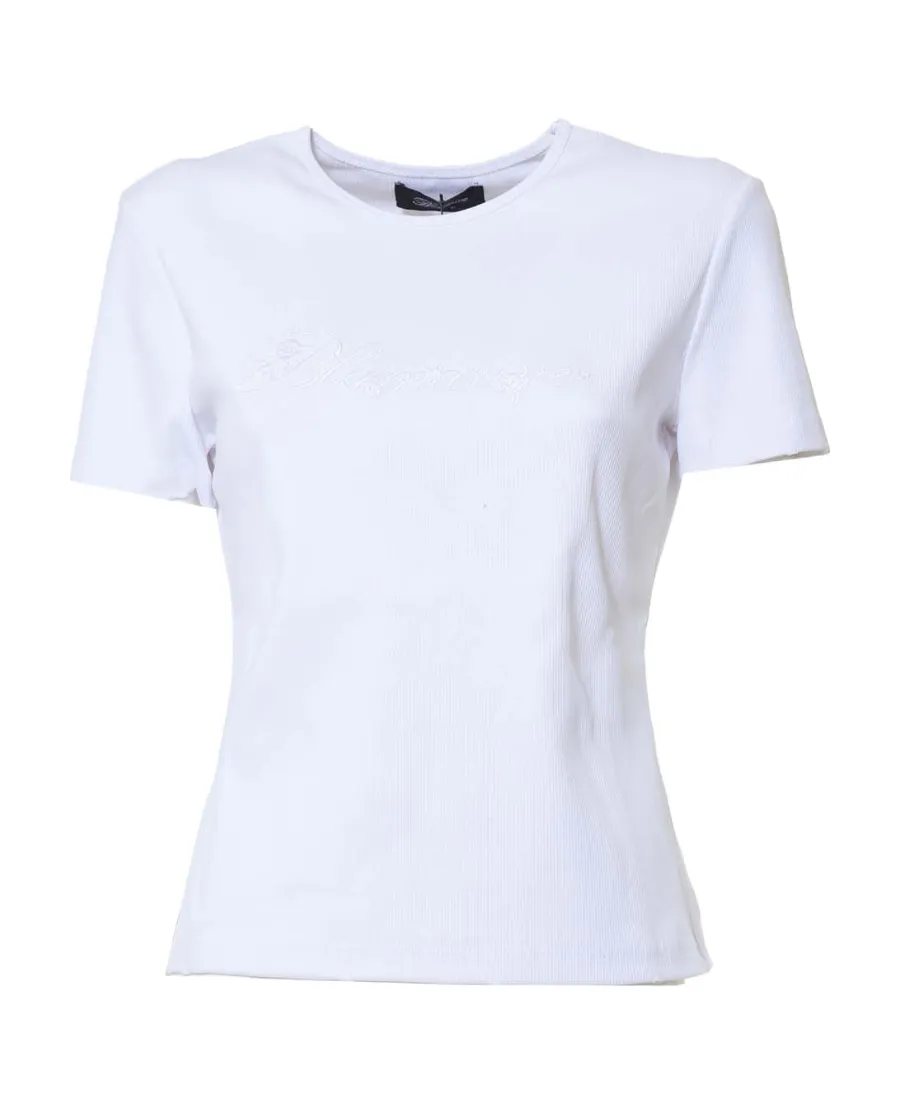Blumarine Logo Embroidered Crewneck Knitted T-Shirt