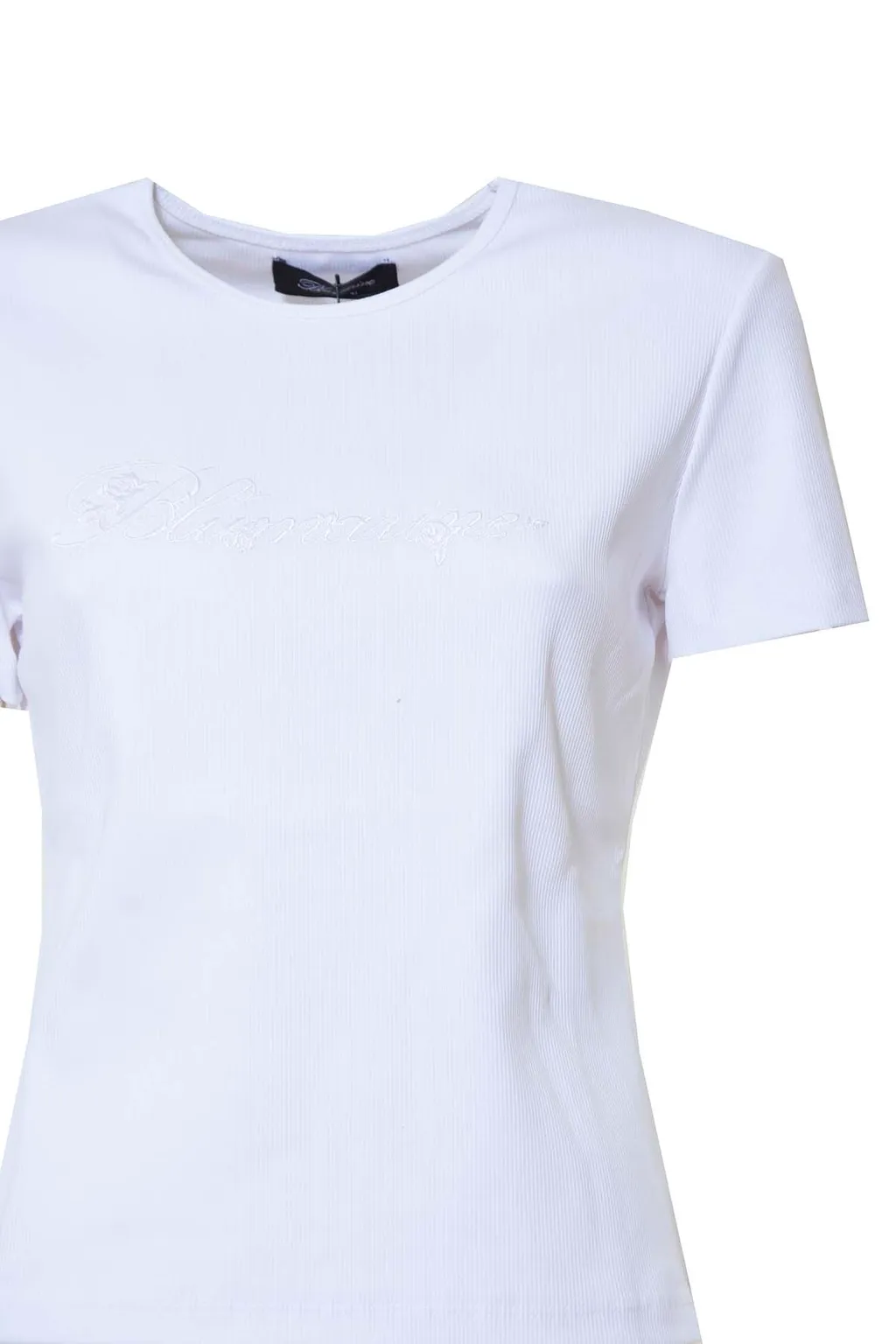 Blumarine Logo Embroidered Crewneck Knitted T-Shirt