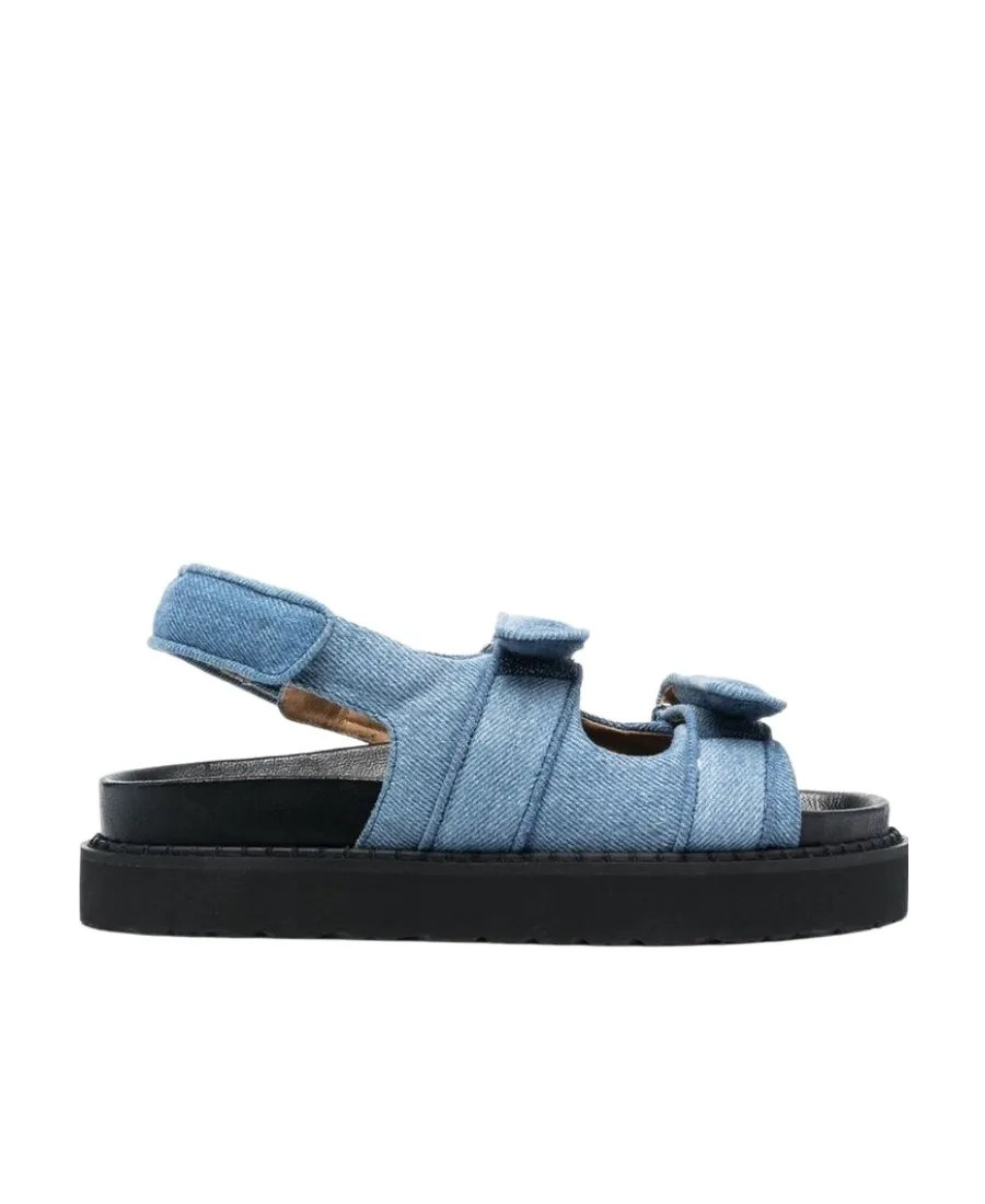 Isabel Marant Touch-Strap Open-Toe Denim Sandals
