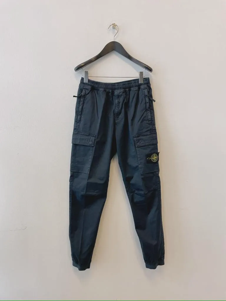 Stone Island Logo Patch Tapered Cargo Trousers
