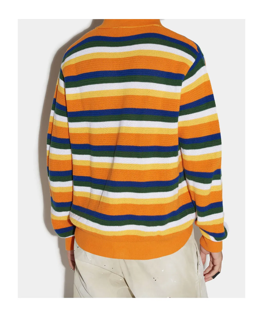 Horizontal-Stripe Polo Shirt