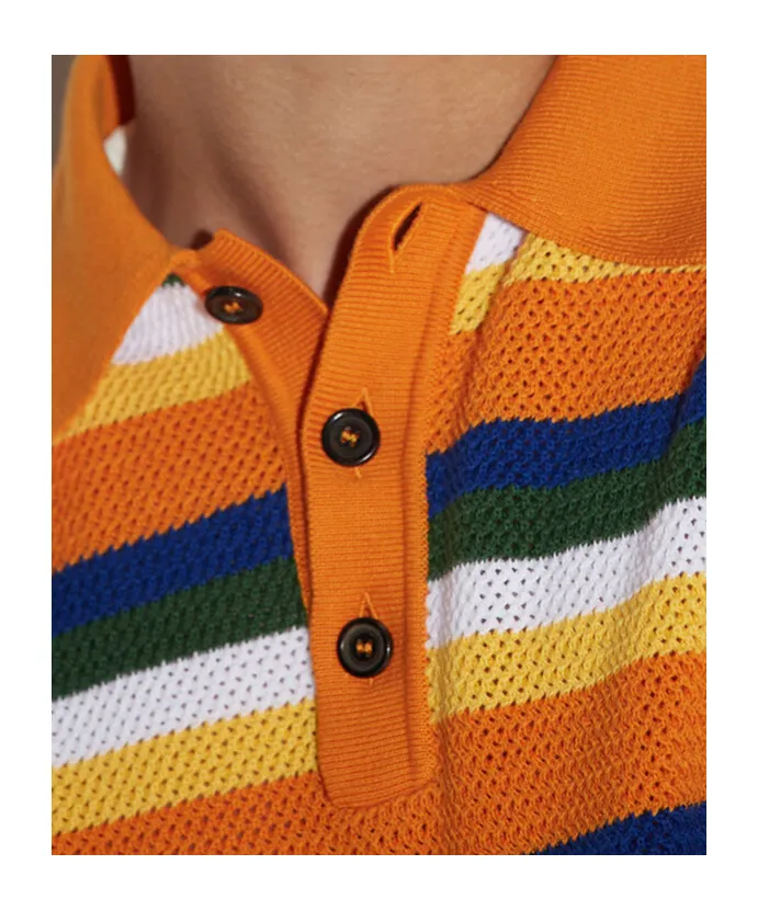 Horizontal-Stripe Polo Shirt