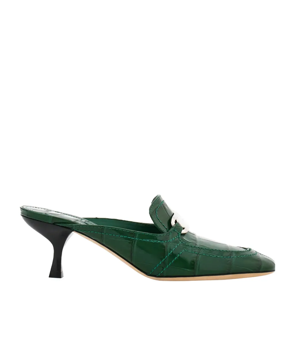 Salvatore Ferragamo Embossed Round-Toe Mules