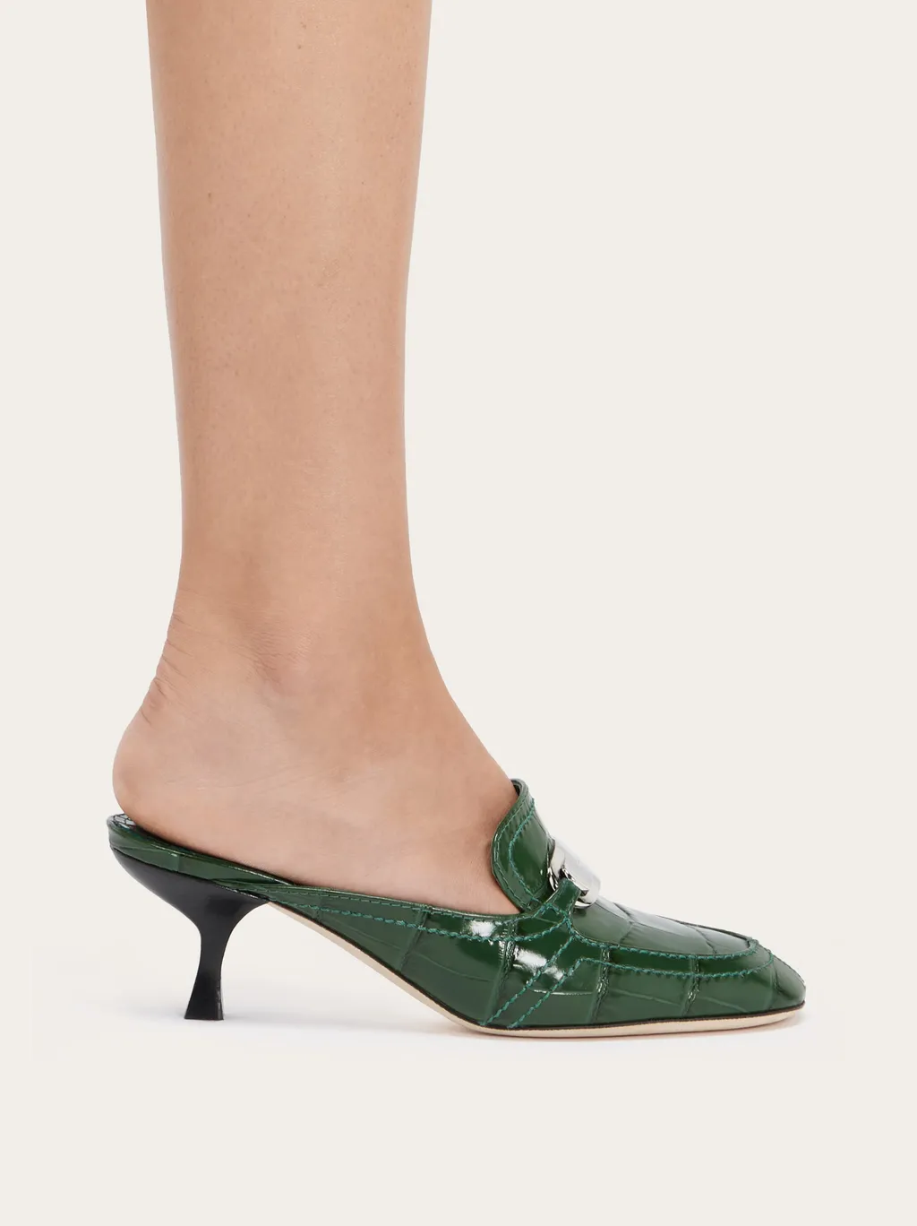 Salvatore Ferragamo Embossed Round-Toe Mules