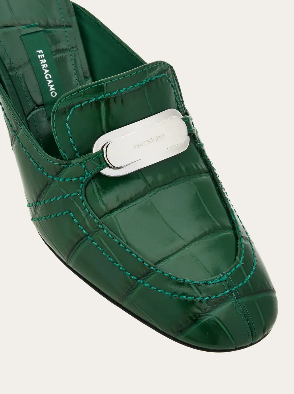 Salvatore Ferragamo Embossed Round-Toe Mules