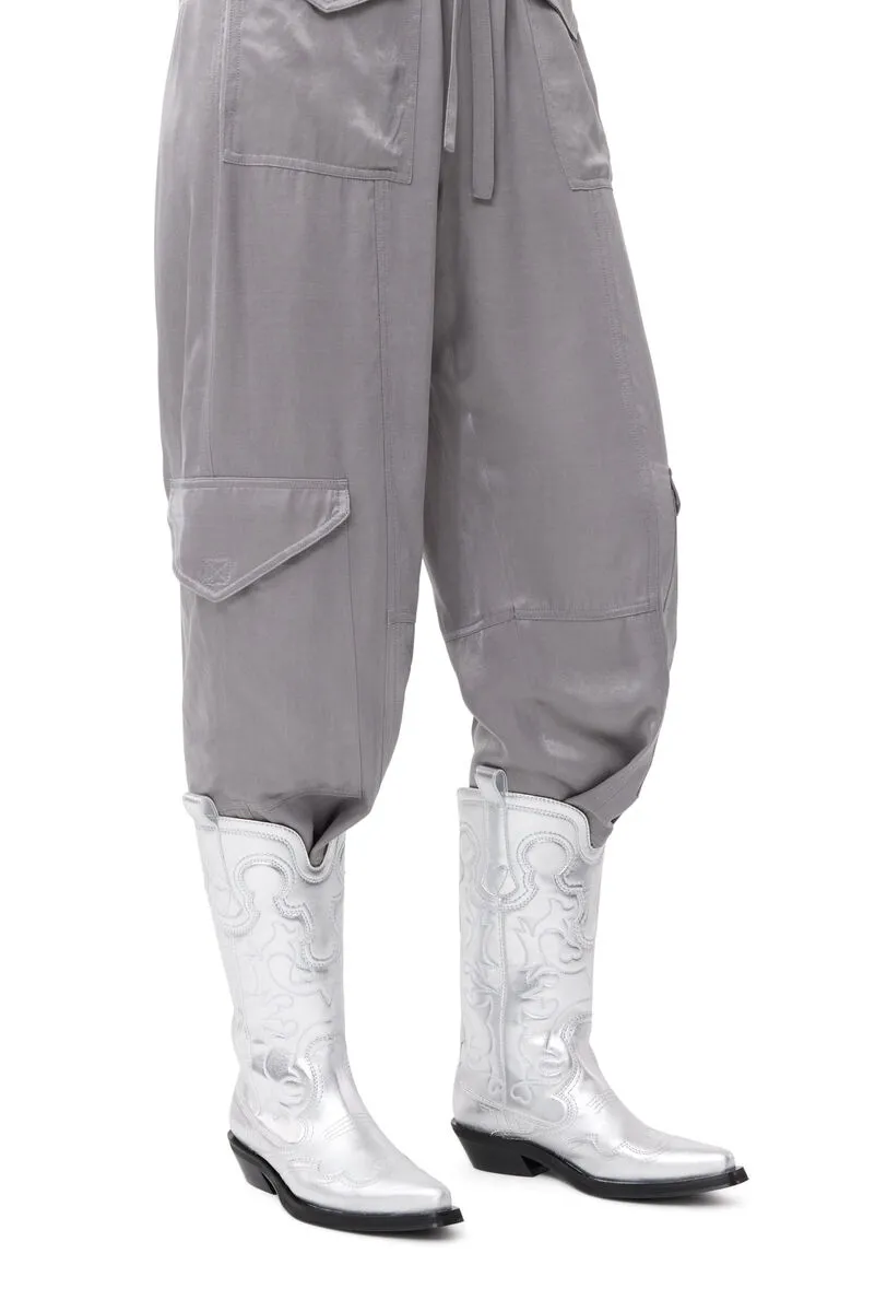 Ganni Mid Shaft Embroidered Western Boots