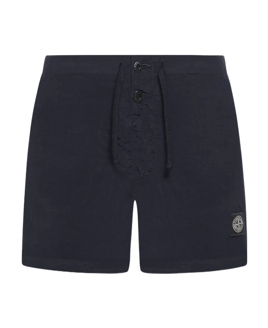 Stone Island Logo Patch Mid-Rise Swim Shorts