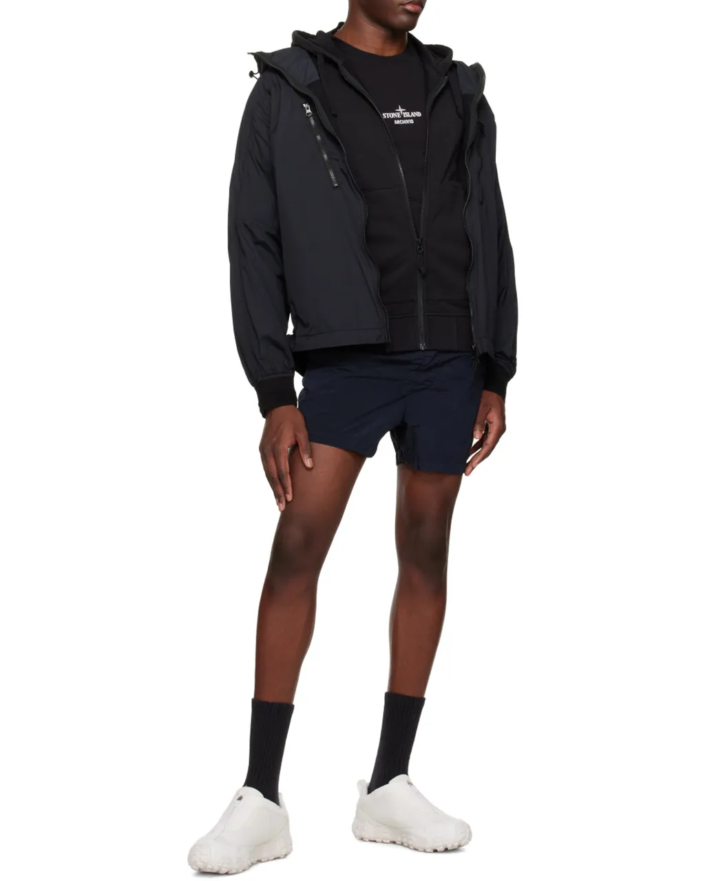 Stone Island Logo Patch Mid-Rise Swim Shorts