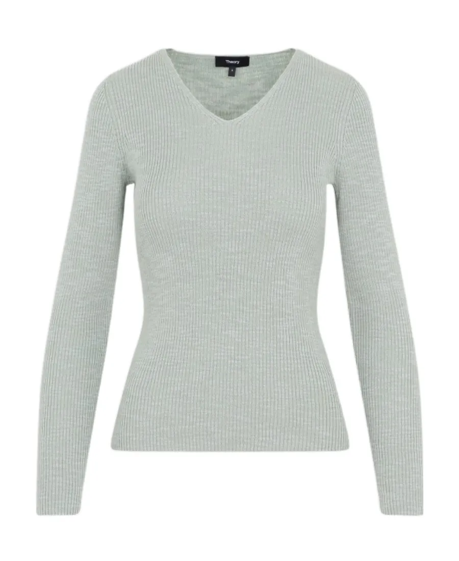 Ribbed Knit V-Neck Jumper