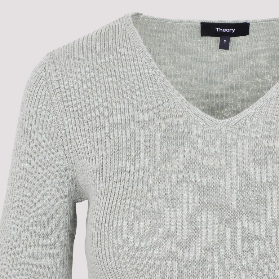 Ribbed Knit V-Neck Jumper