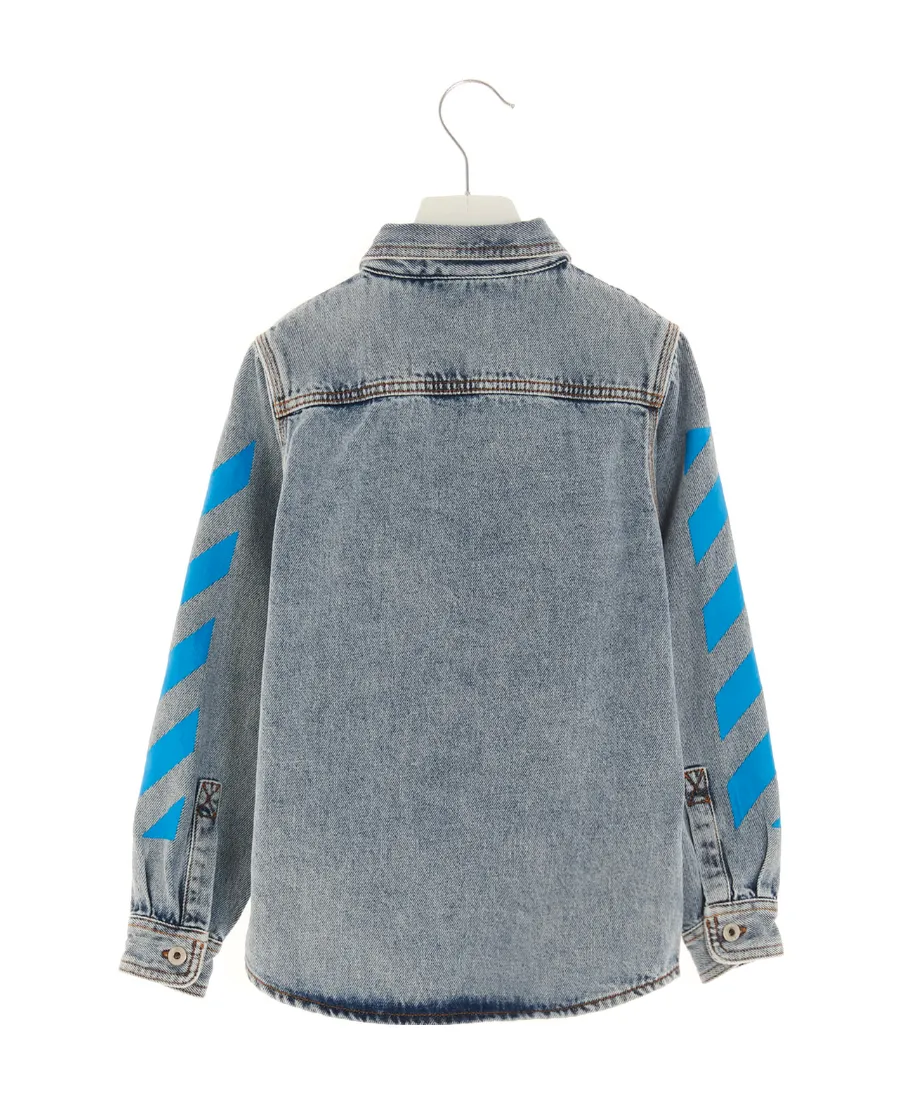 Diag-Stripe Long Sleeve Denim Jacket