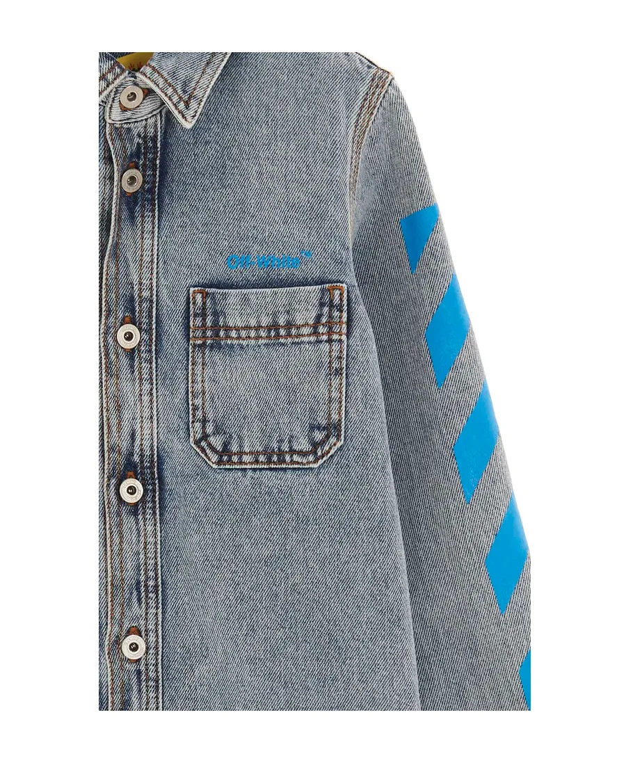 Diag-Stripe Long Sleeve Denim Jacket