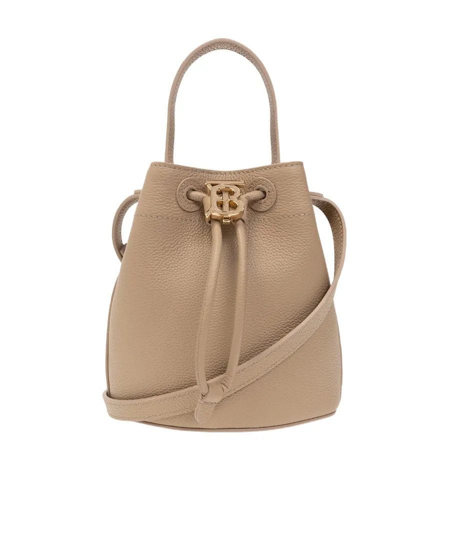 Burberry Logo Plaque Drawstring Bucket Bag