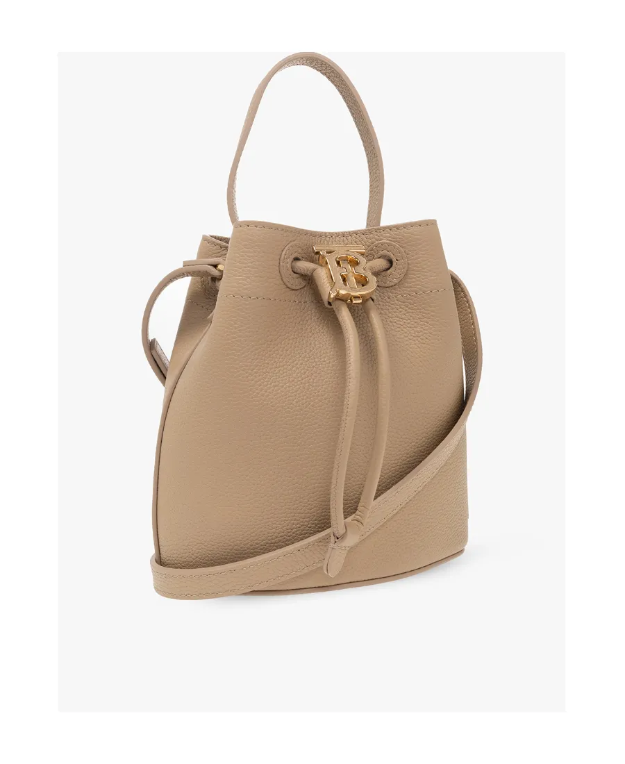 Burberry Logo Plaque Drawstring Bucket Bag