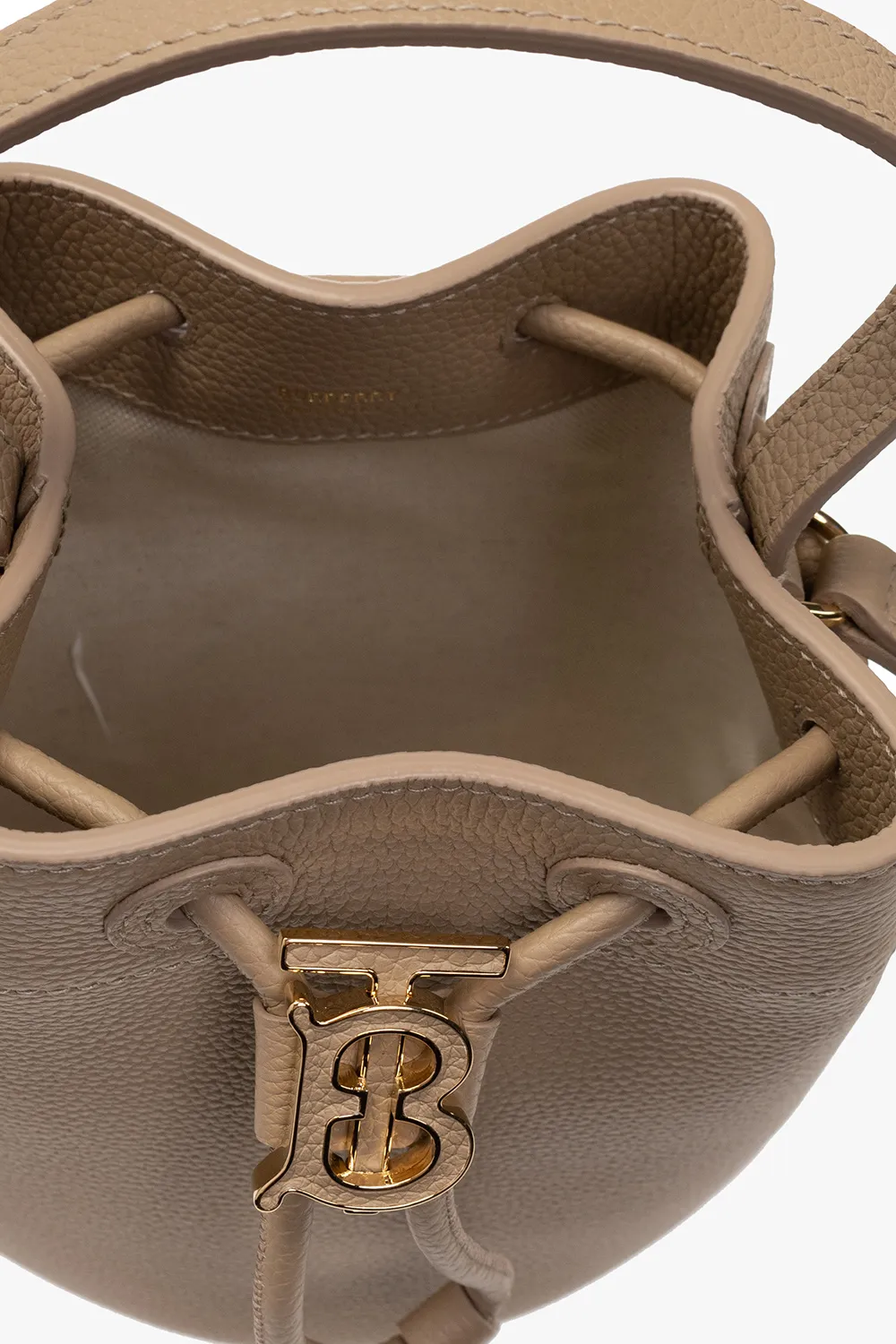 Burberry Logo Plaque Drawstring Bucket Bag
