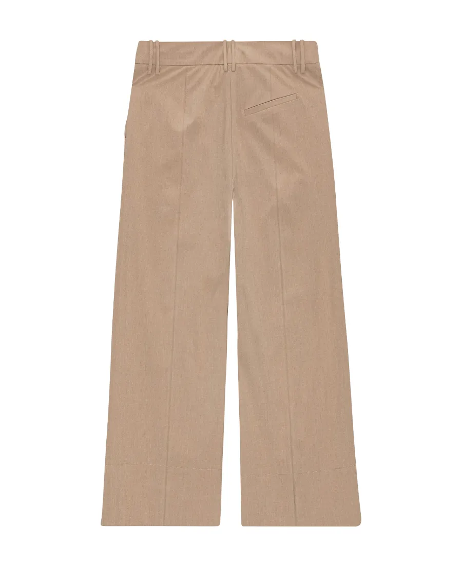 Beige Drapey Melange Cropped Trousers