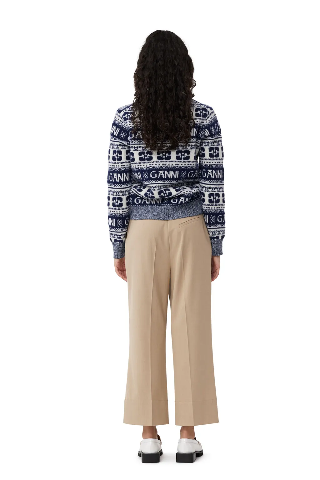 Beige Drapey Melange Cropped Trousers