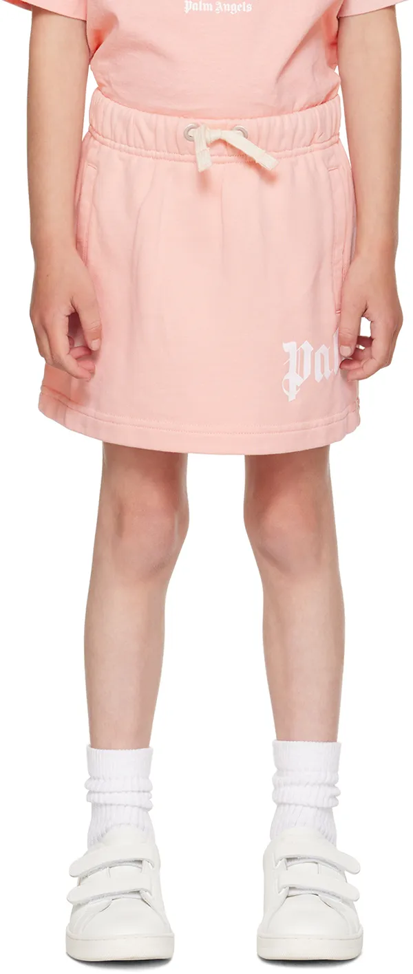 Palm Angels Kids High Waist Drawstring Skirt