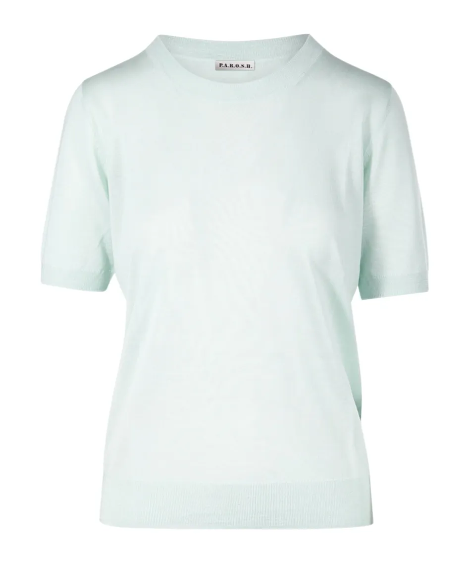 Round-Collar Short-Sleeve Sweater