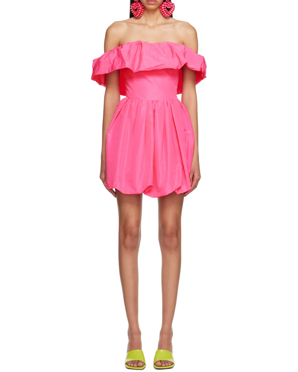 Msgm Ruffle Detailed Off Shoulder Dress