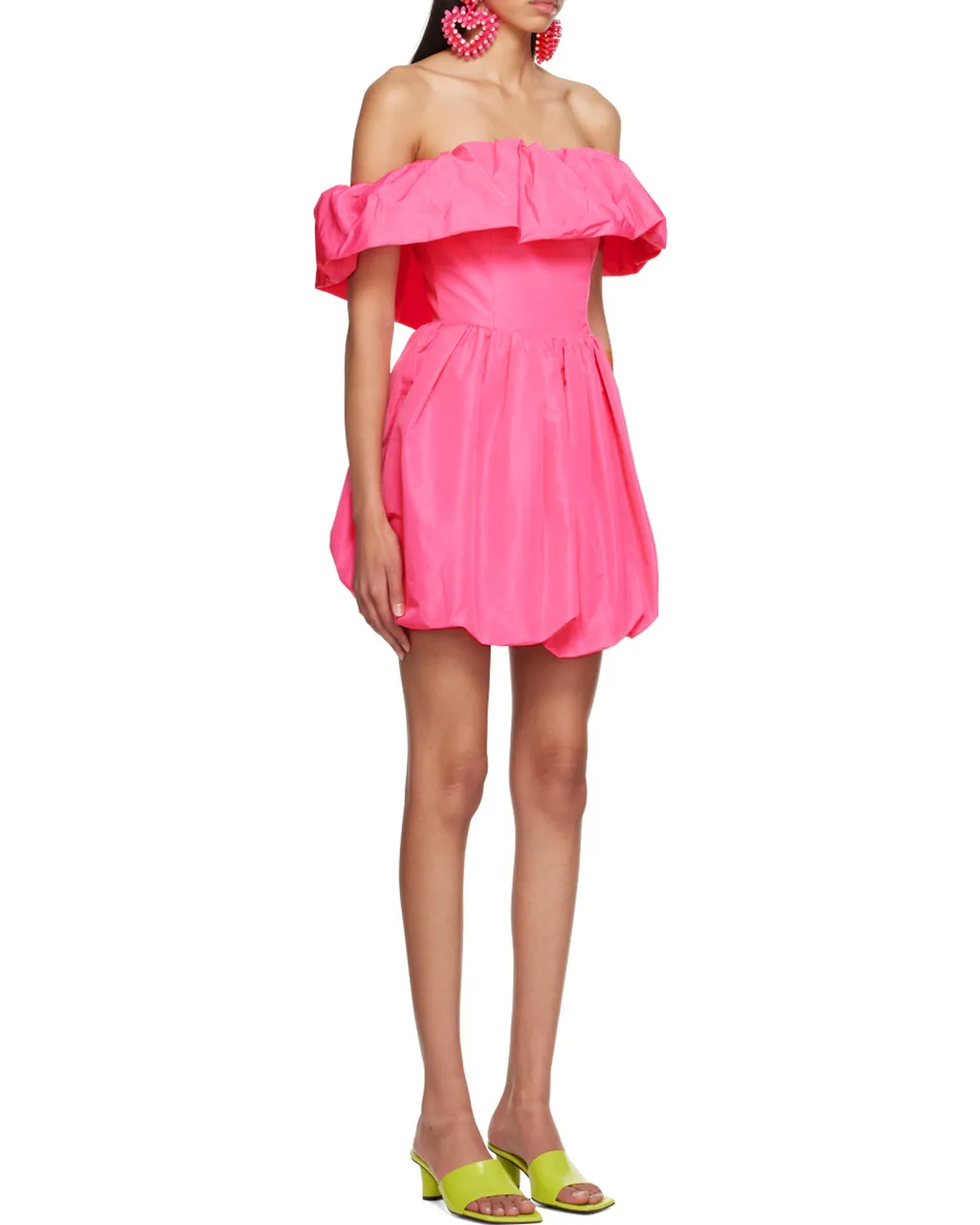 Msgm Ruffle Detailed Off Shoulder Dress