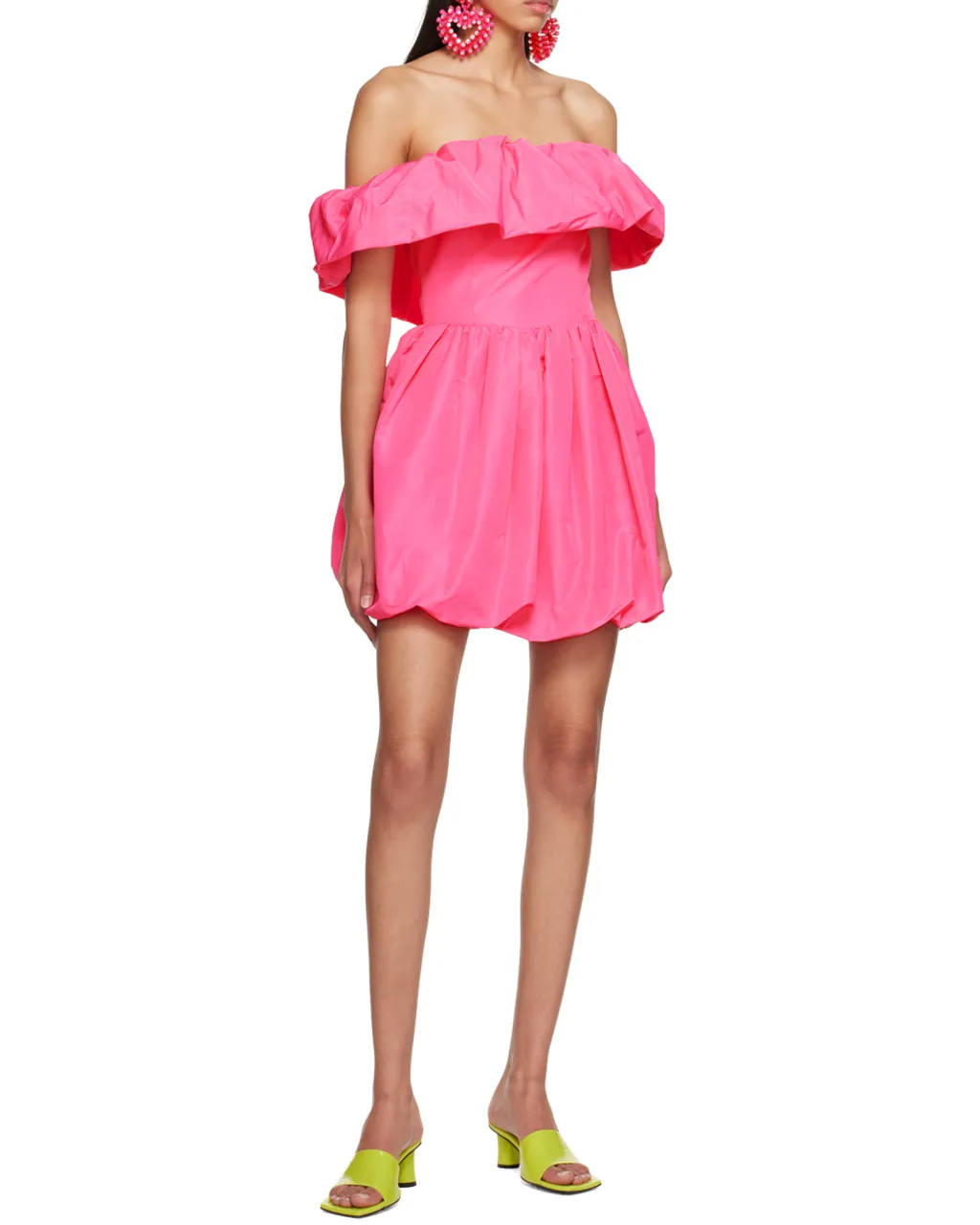 Msgm Ruffle Detailed Off Shoulder Dress