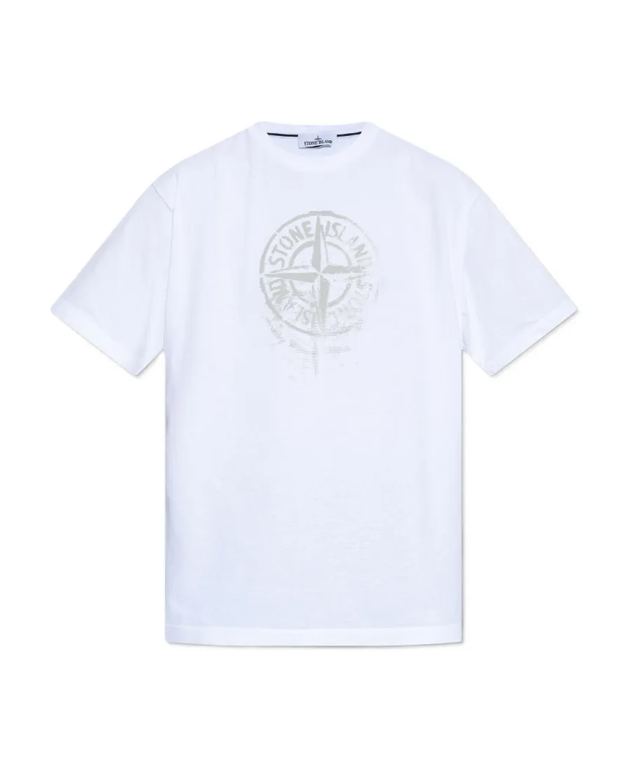 Stone Island Logo Printed Crewneck T-Shirt