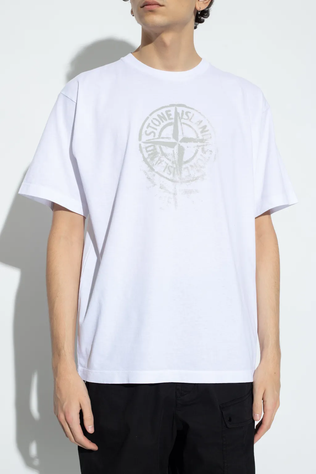 Stone Island Logo Printed Crewneck T-Shirt