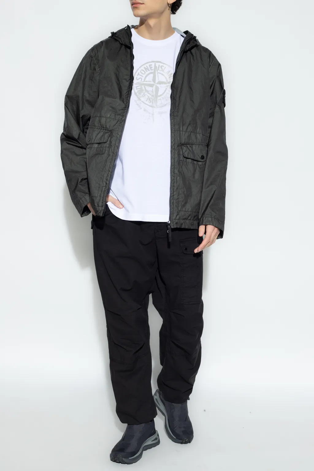Stone Island Logo Printed Crewneck T-Shirt