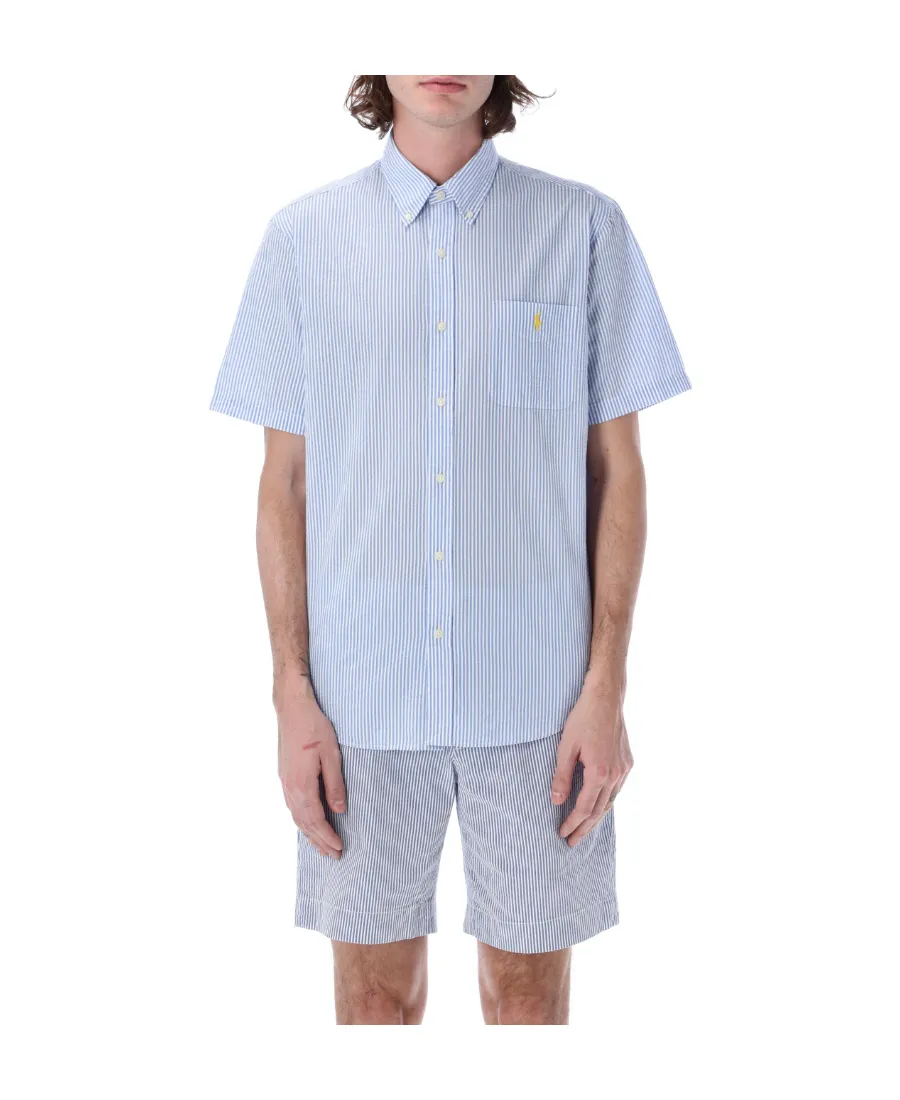 Embroidered-Logo Candy Stripe Shirt