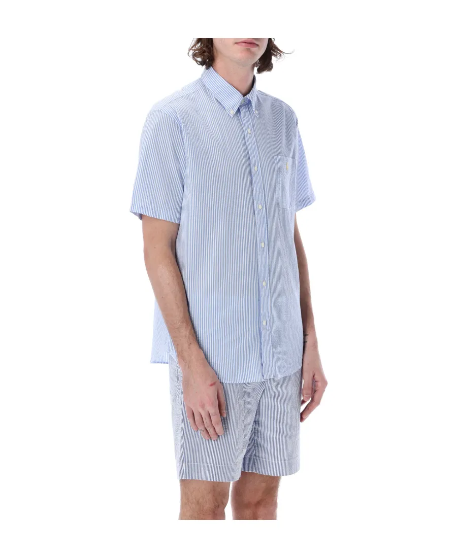 Embroidered-Logo Candy Stripe Shirt